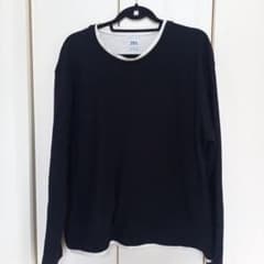 ZARA ブラック リブ編み 長袖Tシャツ XLのサムネイル