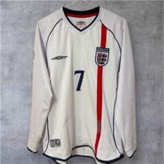 2002W杯 イングランド代表 長袖ユニフォーム ベッカム Sサイズ 柴田ひかりのサムネイル
