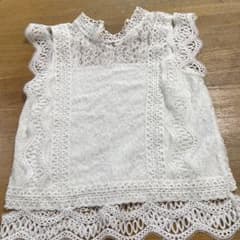 総レース ノースリーブ トップス ホワイト