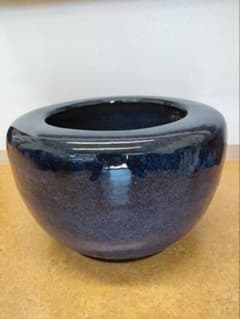 陶器製 金魚鉢 睡蓮鉢 水鉢 火鉢 深藍色 園芸用 - メルカリ
