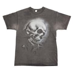 スカルプリント Tシャツ チャコールグレー M ヴィンテージ