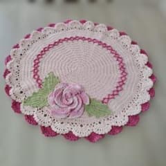 ハンドメイド かぎ針編み ドイリー マット 薔薇モチーフのサムネイル