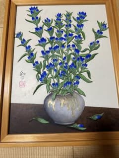 リンドウ　漆喰の絵のサムネイル