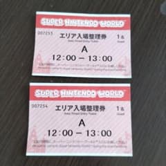 USJ スーパー・ニンテンドー・ワールド 入場券 2枚 USJ スーパーニンテンドーワールド エリア入場整理券 A 12:00～2枚