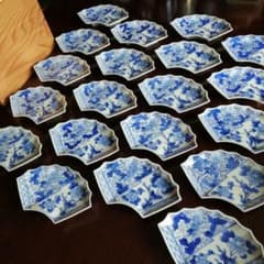 伊万里 染付扇形皿 20枚 19.7cm 明治～昭和初期 - メルカリ