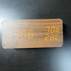 木目調 デジタル置時計 温湿度計付きのサムネイル