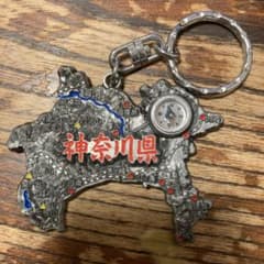 ご当地キーフォルダー　グッズ　平成レトロ 平成レトロ ご当地県地図お土産キーホルダー 神奈川県 方位磁針付き