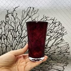 骨董　時代　希少金赤ガラス　モールガラス調　流線型ピルスナー　ビアグラス　ウラン 骨董 時代 希少金赤ガラス モールガラス調 流線型ピルスナー