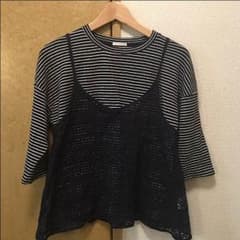 ボーダーカットソー レースキャミソールセットのサムネイル