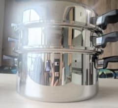 値下げ新品/アムウェイクイン・クック/ステンレス製 二重鍋 蒸し器付/6L 値下げ新品/アムウェイクイン・クック/ステンレス製 二重鍋 蒸し器付