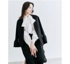 ノーカラーフレアスリーブジャケット 美品 ブラック フォーマル S