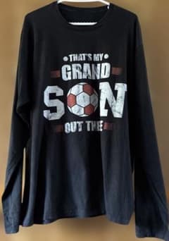 【大人気】サッカー応援 ロンT 長袖 Tシャツ 黒 メンズ 【Lサイズ相当】