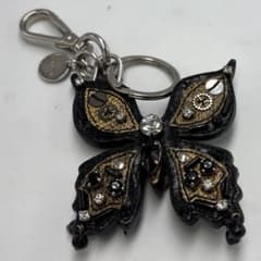 PRADA プラダ 蝶 バタフライ バッグチャーム キーホルダー ビジューレザー