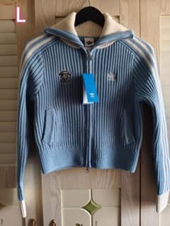 【新品】Adidas中国限定 カジュアル ニットセーター L ライトブルー 新品】Adidas中国限定 カジュアル ニットセーター L ライトブルー