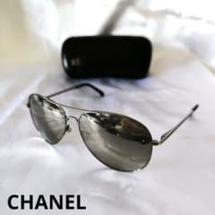 鑑定済み◆CHANEL◆アビエーター/シルバーメタル/サングラス/ミラー 鑑定済み◇CHANEL◇アビエーター/シルバーメタル/サングラス/ミラー