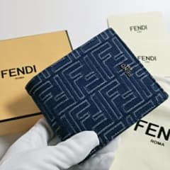 【FENDI】 フェンディ FF デニムジャカード　二つ折り財布 ブルー 新品未使用】FENDI FFジャカード 二つ折り財布 デニム フェンディ