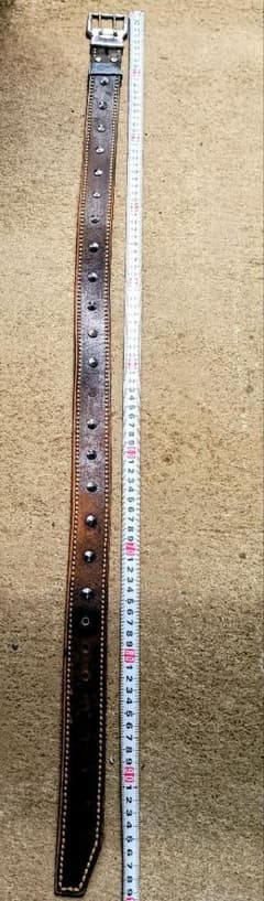 スタッズ付き レザーベルト ダブルピン ブラウンのサムネイル