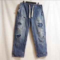 ワ*ン様 アナクロノーム ダブルニー デニムイージーパンツ02ダメージ加工 ワ*ン様 アナクロノーム ダブルニー デニムイージーパンツ02ダメージ