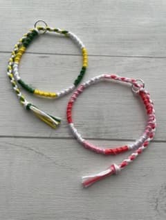 ピンク　緑　ハンドメイド　ミサンガ　2本セットのサムネイル