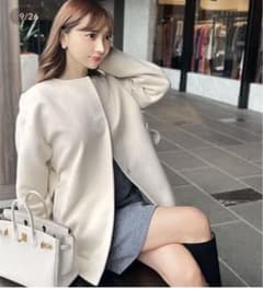岡部あゆみさんコラボ ミドル丈ノーカラーコート [K1247]のサムネイル