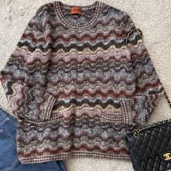 MISSONI ミッソーニ 波状ストライプセーター　シェブロン柄　ヴィンテージ MISSONI ミッソーニ 波状ストライプセーター シェブロン柄
