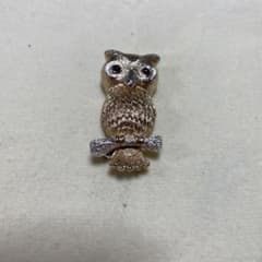 フクロウのブローチ、色ゴールドXシルバーのサムネイル