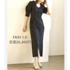 FRAY I.D フレイアイディーリネンウールロングワンピースブラック 
