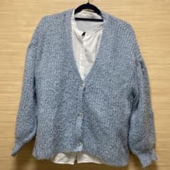 シャギーニット カーディガン ライトブルーのサムネイル