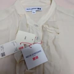 UNIQLO INES シルクフリルブラウス 長袖 オフホワイト Lのサムネイル