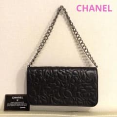 シャネル　カメリア　パーティーバッグ　チェーンウォレット　黒　アクセサリーポーチ シャネル カメリア パーティーバッグ チェーンウォレット 黒