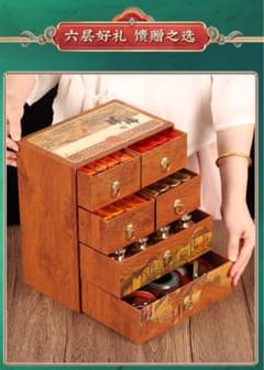 【新品】中国茶 高級ギフト 六層木製ボックス 茶葉＋茶器セット#茶 新品】中国茶 高級ギフト 六層木製ボックス 茶葉＋茶器セット#茶