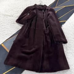 美品 総丈100㎝ エンバ シェアードミンク カシス コート ロング AA015