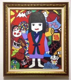 F10】ジミー大西（座敷わらし）肉筆品/表裏サイン有/手描き/油絵/絵画