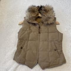 RLラルフローレンファー付きベージュダウンベスト ファー取り外し