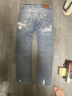 ダメージ加工 ストレートデニム パンツ