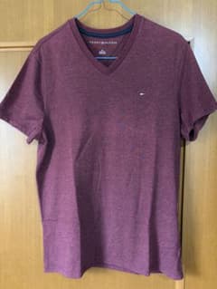 TOMMY HILFIGER Vネック Tシャツ バーガンディ Sのサムネイル