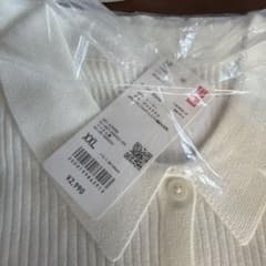 新品 UNIQLO リブポロカーディガン オフホワイト XXLのサムネイル