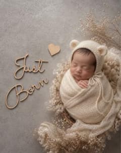 ニューボーンフォト　Just Born ＋♡ レターバナー　マンスリーカードのサムネイル