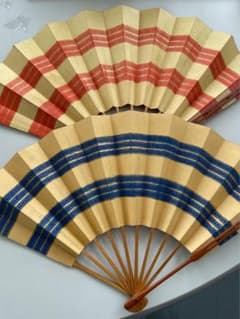 舞扇 観世流 能楽御舞扇子司 十松屋福井 扇舗金色 赤、青2本セット