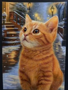 色鉛筆画A4 茶トラ.004 - メルカリ