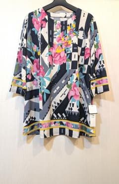 レオナール❞風❝チュニック花柄お好きな方へピンクカラフル七分袖新品