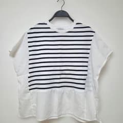 SEASON REASON ボーダー切替 半袖Tシャツ Mサイズ 綿100%のサムネイル