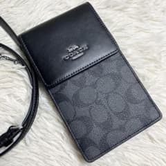極美品】 COACH スマホショルダー クロスボディ シグネチャー