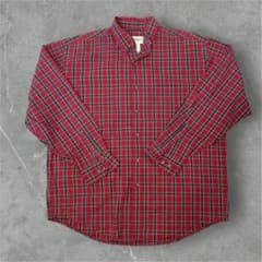 Eddie Bauer 赤チェックBDシャツ 厚手 L〜XL