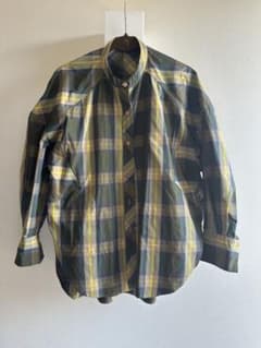 MACHATT チェックバンドカラーシャツ グレー×カーキ系】 - メルカリ