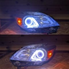 送料込 30プリウス イカリング ヘッドライト US仕様 ZVW30