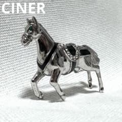 CINER】馬 ホース ブローチ シルバー ラインストーン ヴィンテージ