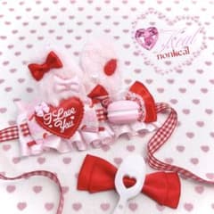 ぬい服 ヘッドドレス パフェ いちご 10cm ピンク ハンドメイド うさぎ