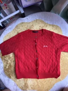 w closet ケーブル編み 半袖カーディガン レッドのサムネイル