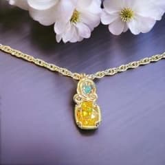 【for ☆ よとぽん ☆様】スフェーン　ワイヤーラッピング　ペンダントトップ